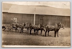 South Jone Iowa RPPC Mr McNabb with his Six Horse Team to Ione IA Postcard F27