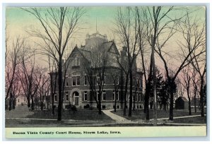 c1910s Buena Vista County Court House Exterior Storm Lake Iowa IA Trees Postcard