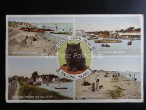 Hampshire HAYLING ISLAND Multiview inc Langstone Harbour & Toll Gate c1937