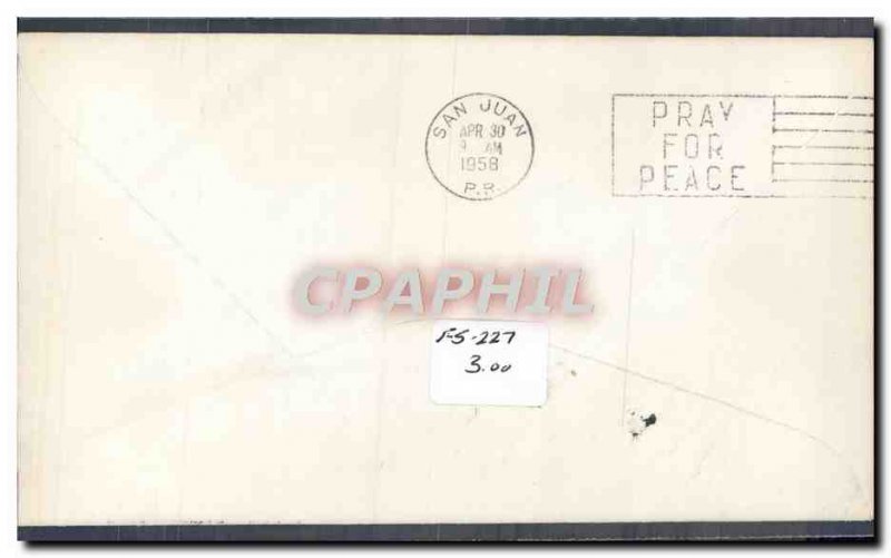 Letter US 1st Baltimore flight to San Juan April 29, 1958