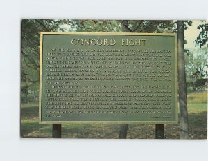 Postcard Tablet Of Concord Fight At North Bridge, Concord, Massachusetts