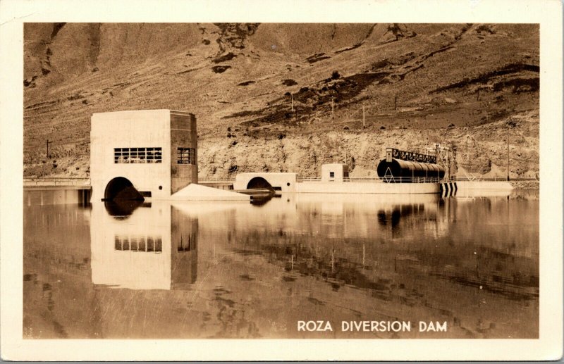 Vtg Roza Diversion Dam Kittitas County Washington WA RPPC Real Photo Postcard
