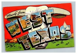 Vintage 1947 Postcard Howdy From West Texas - City & Desert Views