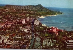 Kalakaua Avenue Main St Waikiki Beach Hotels Diamond Head Hawaii Postcard 1961