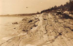 Pemaquid Point Maine Scenic Rocky Beach Real Photo Antique Postcard K49242