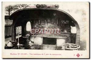 Postcard Old Train Locomotive Machine 231001 Inside view of the mechanic & # ...