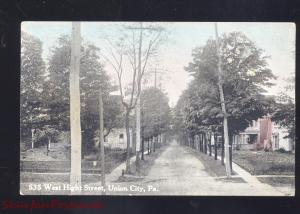 UNION CITY PENNSYLVANIA RESIDENCE STREET SCENE VINTAGE POSTCARD PA.