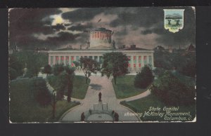 Ohio COLUMBUS State Capitol showing McKinley Monument night view pm1910 ~ DB