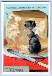 GLENS FALLS NY*FOWLER*MICE EAT CHEESE*WE GIVE CARDS TO ALL GOOD LITTLE GIRLS