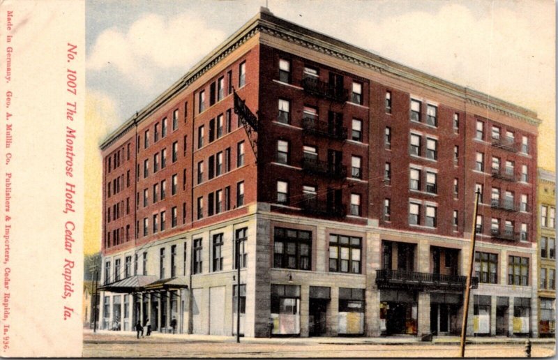 Postcard The Montrose Hotel in Cedar Rapids, Iowa