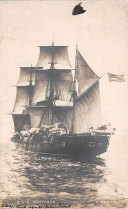 USS Hartford Ship Real Photo Vintage Postcard AA75702