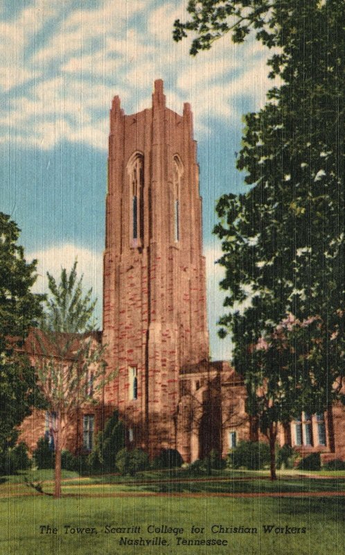 Vintage Postcard Tower Scarritt College For Christian Workers Nashville Tennesse