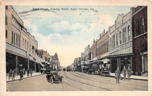 Lake Charles Louisiana looking South on Ryan Street antique pc DD7464