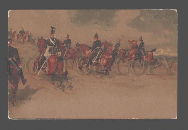 081123 GERMAN Soldiers on HORSES by LUDCOS Vintage LITHO PC