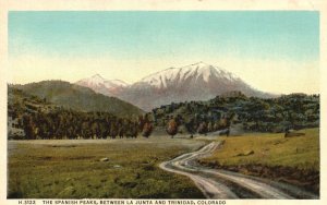 Vintage Postcard The Spanish Peaks Between La Junta and Trinidad Colorado CO