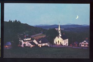 Lower Waterford, Vermont/VT Postcard, Moonlight Over White Village