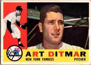 1960 Topps Baseball Card Art Ditmar New York Yankees sk1815