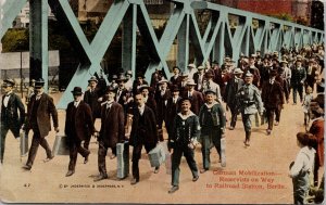 Berlin Germany German Mobilization Reservists Walking Military Postcard G96