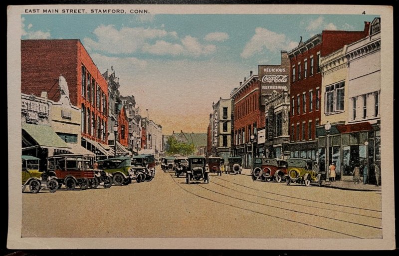 Vintage Postcard 1915-1930 East Main Street, Stamford, Connecticut (CT)