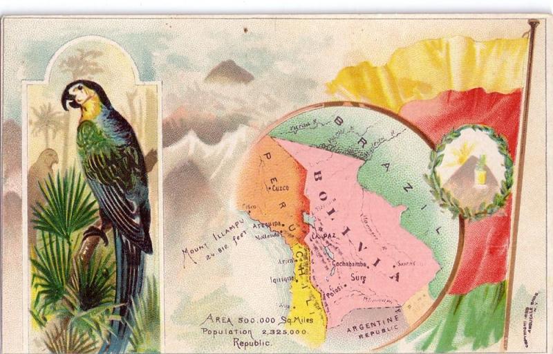 Arbuckle Coffee Trade Card 1889 Bolivia Map 66 Geographical