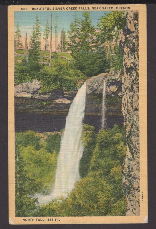 Oregon near Salem Beautiful Silver Creek Falls, North Fall-146FT pm1941 - LINEN