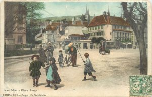 Switzerland Neuchatel Purry Square 1904 