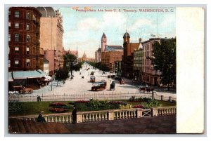Pennsylvania Avenue Street View from Treasury Washington DC 1907 DB Postcard Q22