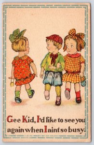 1920's I Like To See You Again When I Ain't So Busy Kids Posted Postcard