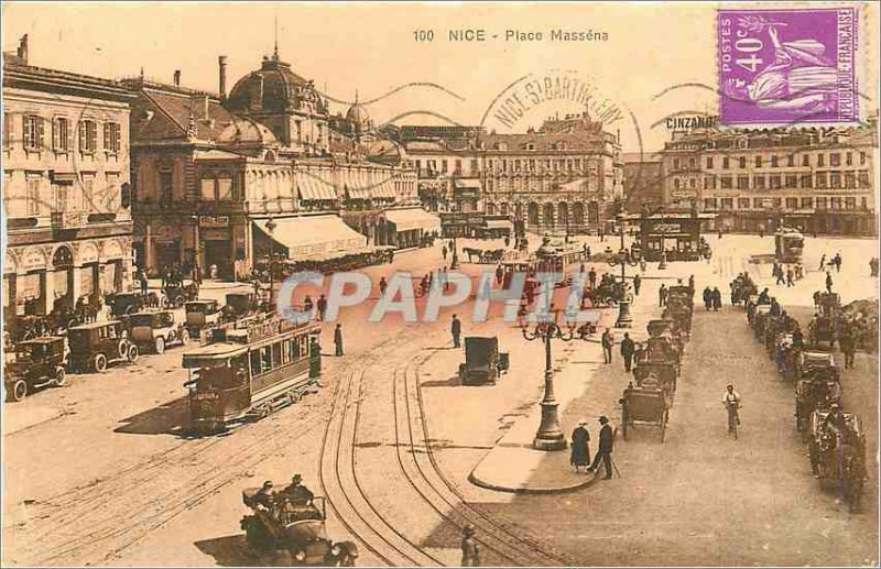 Postcard Old Nice Place Massena Tramway
