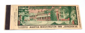 Martha Washington Inn Abingdon Virginia Advertising 20 Strike Matchbook Cover