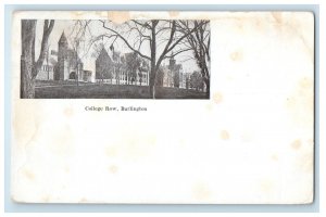 c1900s College Row Burlington Vermont VT PMC Unposted Antique Postcard