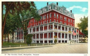 Vintage Postcard 1943 The Pavilion Hotel Montpelier Vermont Lincoln-Lillie Pub.