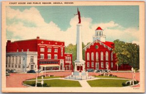 Angola Indiana IND, Court House and Public Square Building, Vintage Postcard