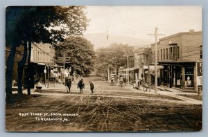 TUNKHANNOCK PA EAST TIOGA STREET ANTIQUE REAL PHOTO POSTCARD RPPC