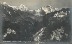 Switzerland Interlaken alpine scenic photo postcard mountains funicular train