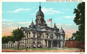 Vintage Postcard Blackhawk Country Court House Building Landmark Waterloo Iowa