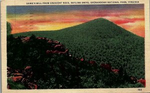 1940s CRESCENT ROCK, SHENANDOAH NATIONAL PARK, VIRGINIA LINEN POSTCARD 20-21