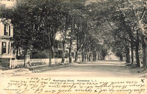 Hempstead Long Island NY Tree Lined Street in 1908. Postcard 