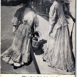 1908 I. Grollman Exaggerated Merry Widow Hat Edited Women Photo Postcard A115