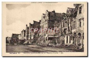 Old Postcard Arras After The Bombing houses bombed the Grand Place Army