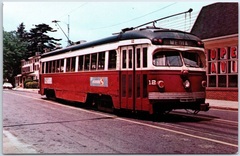 VINTAGE POSTCARD S.E. PENNA TRANSPORTATION AUTH. TRAM TROLLEY MEDIA PENNSYLVANIA