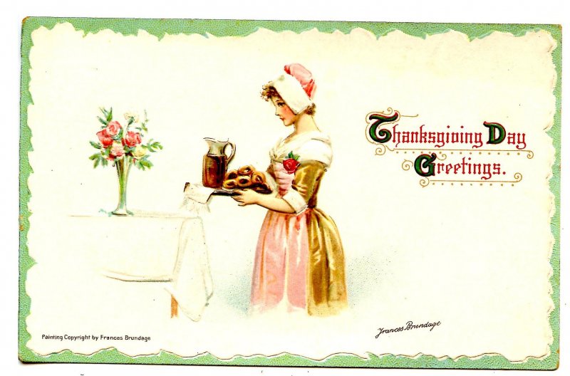 Greeting - Thanksgiving. Artist: F. Brundage  (Gabriel Series 132)