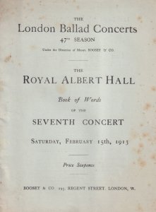 Felice Lyne Carrie Tubb Albert Hall 1913 Classical Theatre Programme