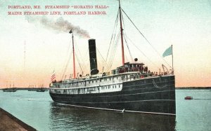 Vintage Postcard Steamship Horatio Hall Main Harbor Portland Maine CS Woolworth