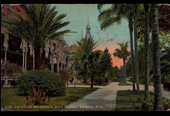 Tampa FL to Big Flats NY Hotel Grounds University of Tampa UT VTG Postcard B05