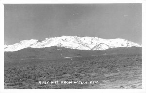 Wells Nevada 1950s RPPC Real Photo Postcard The Ruby Mountains