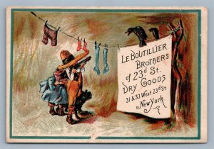 DRY GOODS VICTORIAN TRADE CARD LE BOUTILLIER BROTHERS NEW YORK CITY 23rd STREET 