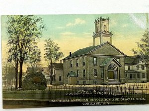 Daughters American Revolution & Glacial Rock Cortland New York Vintage Postcard