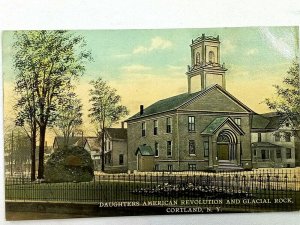 Vintage Postcard 1910's Daughters American Revolution & Glacial Rock Cortland NY