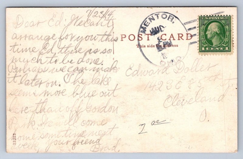 J91/ Fairport Harbor Ohio Postcard c1910 Break Water Lighthouse Lake Erie  237